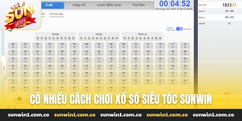 Có nhiều cách chơi xổ số siêu tốc Sunwin